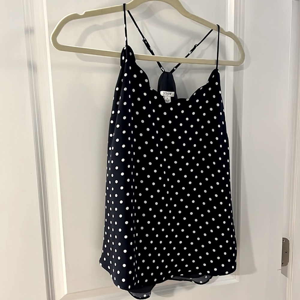 J crew navy and white top